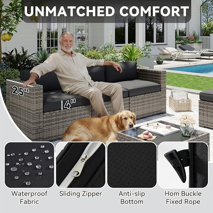 Aoxun Patio Furniture Sets, 14-Piece Outdoor Patio Furniture - Image 4