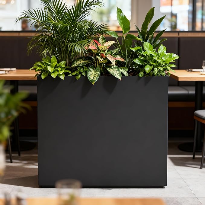 Worth 28" Galvanized Steel Planter Box, Outdoor Rectangular Tall Metal Planter - Image 3