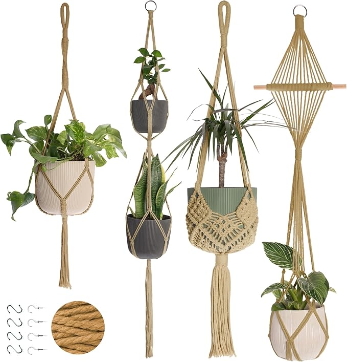 Nook Theory 4-Pack Macrame Plant Hangers by NookTheory