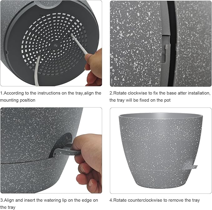 12 Inch Large Self Watering Pots, Flower Pots - Image 4