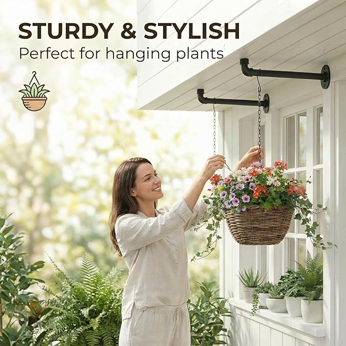 2 Pack Black Metal Pipe Plant Hanger Indoor - Image 5