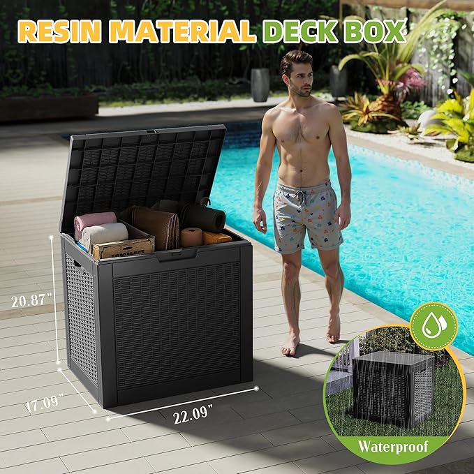 31 Gallon Outdoor Storage Box Weather Resistant UV Protection Waterproof Resin - Image 3