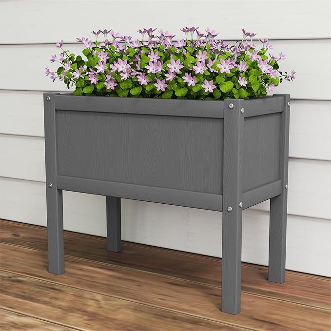 Raised Garden Bed with Drainage Hole Waterproof HDPE Elevated Planter Box with - Image 6