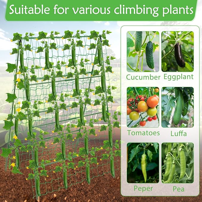 32 x 53 Inch Cucumber Trellis for Climbing Plants Outdoor A-Frame Garden - Image 7