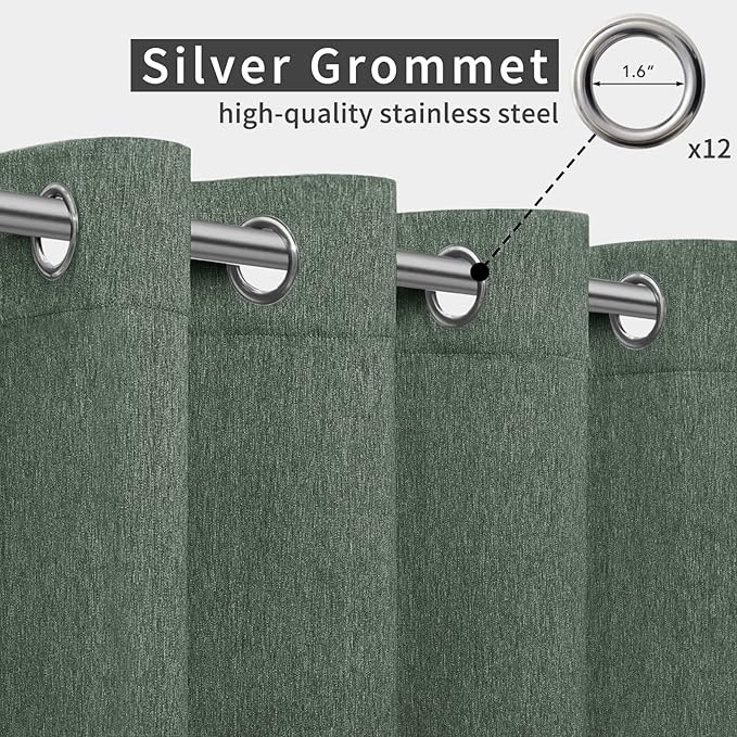 Easy-Going Linen Look Outdoor Curtains Waterproof Windproof Porch Curtains - Image 3