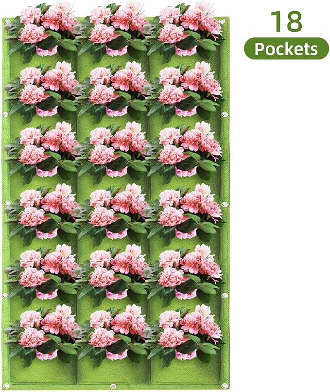 LITLANDSTAR Hanging Planter, 18 Pocket Vertical Wall Mounted Grow Bag, Modern - Image 2