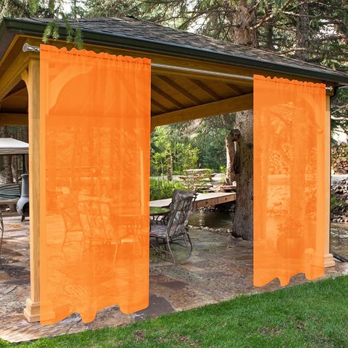 SpaceDresser Waterproof Outdoor Sheer Curtains by SpaceDresser