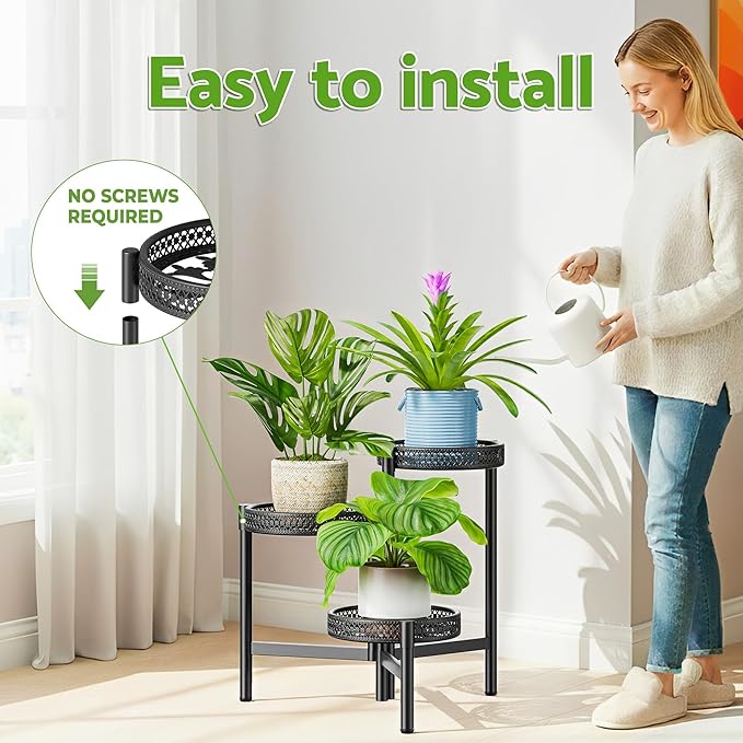 Metal Plant Stand Indoor Outdoor, 3 Tier Corner Tall Plant Shelf - Image 6