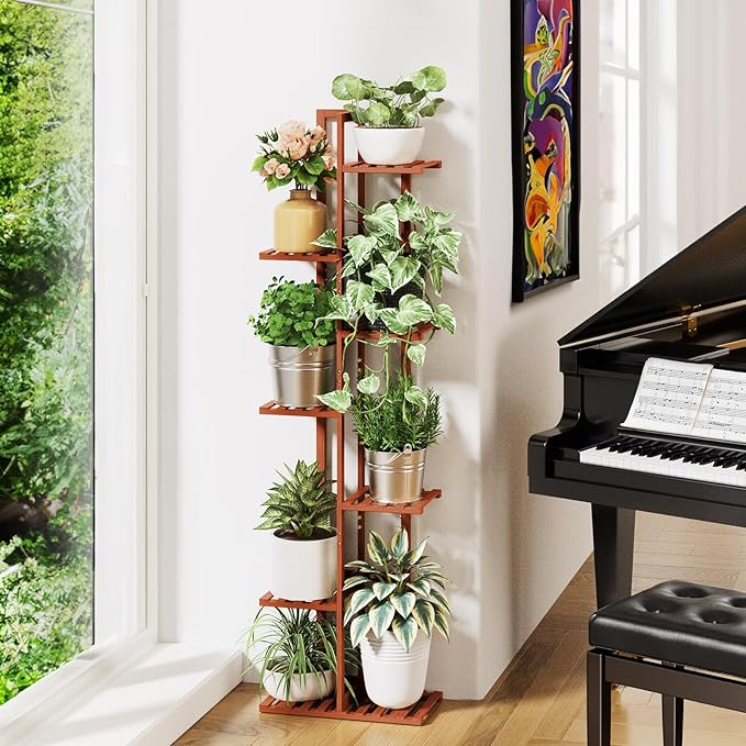 ROSSNY 55 Inch Tall Plant Stand Indoor, 7 Tier 8 Potted Bamboo Plant Stands - Image 5