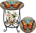 Outdoor Side Table Round Small Mosaic Patio Accent Indoor End Plant Coffee Tea by Cinnvoice