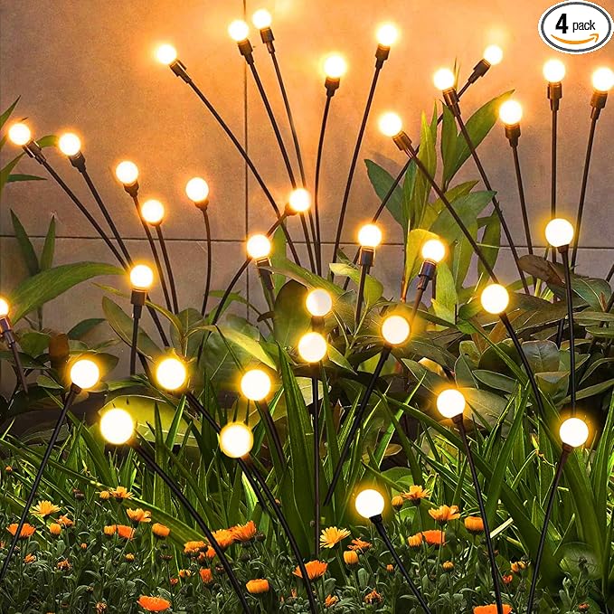 Solar Garden Lights Outdoor, 4 Pack Firefly Swaying Lights, Waterproof Garden by ZFNN