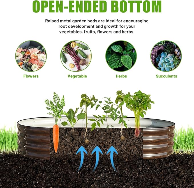 SnugNiture 6x3x1ft Raised Garden Bed Kit, Outdoor Oval Metal Garden Planter - Image 4