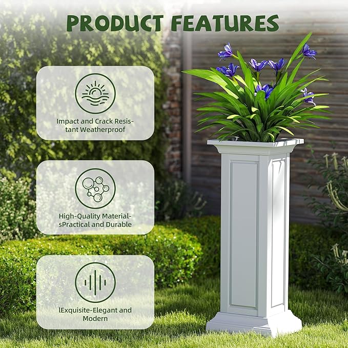 36in Tall Resin Planter Set of 2, Large Outdoor Planter - Image 3