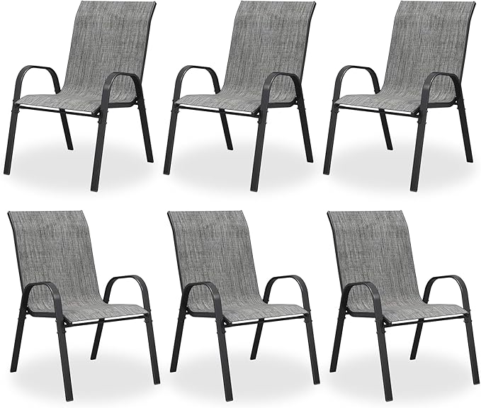 Patio Dining Chairs Set of 8, Outdoor High Stacking Chairs，Breathable Seat by VonzoyHome