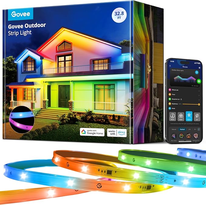 Govee Outdoor LED Strip Lights, 32.8ft Smart Outdoor Lights Work by Govee