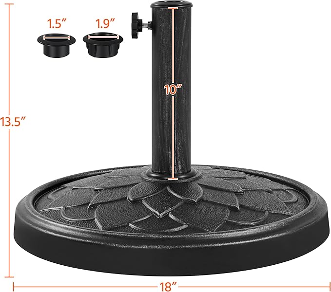 Yaheetech 18'' Umbrella Base 26.5lbs Heavy Duty Patio Umbrella Stand, Round - Image 3