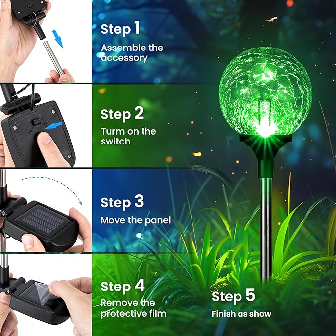 GIGALUMI Solar Garden Lights 3 Pack, Outdoor Solar Lights - Image 4