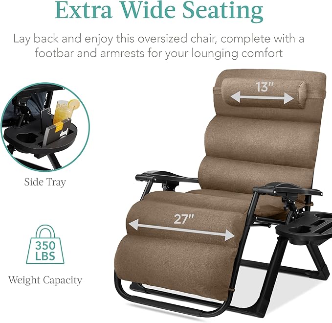 Best Choice Products Oversized Zero Gravity Chair, Folding Outdoor Patio - Image 5