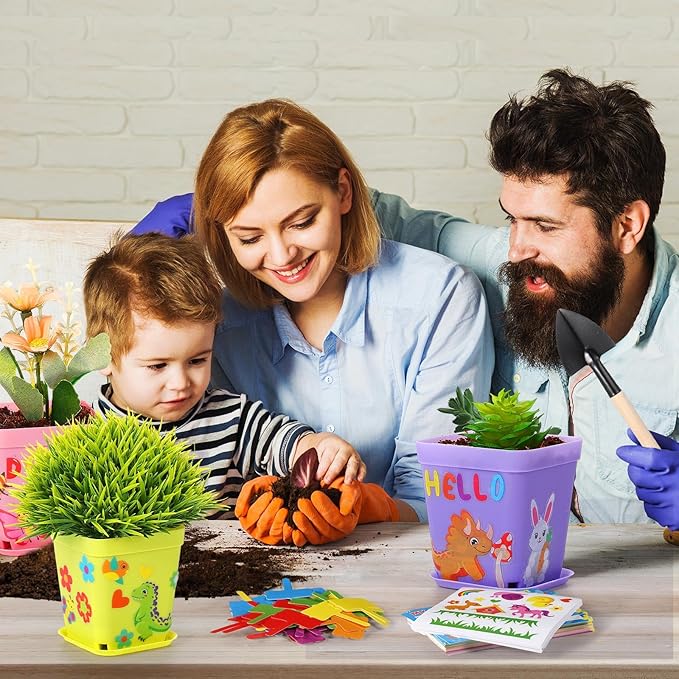 Capoda 48 Sets Garden Flower Pots Crafts Kit DIY Spring Plastic Seedling - Image 5