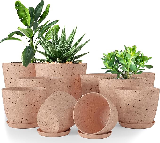 Utopia Home - Spotty Plant Pots Indoor - 7/6.6/6/5.3/4.8 Inches Flower Pots - by UTOPIAHOME