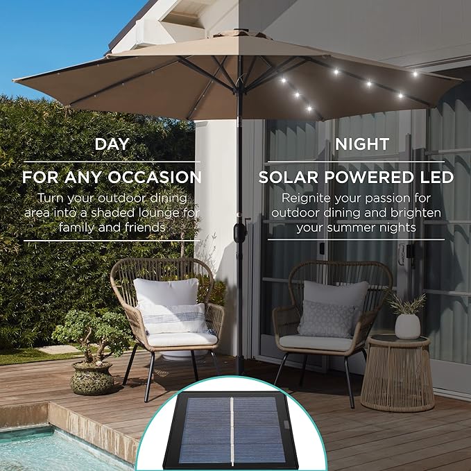 Best Choice Products 10ft Solar Polyester LED Lighted Patio Umbrella w/Tilt - Image 3