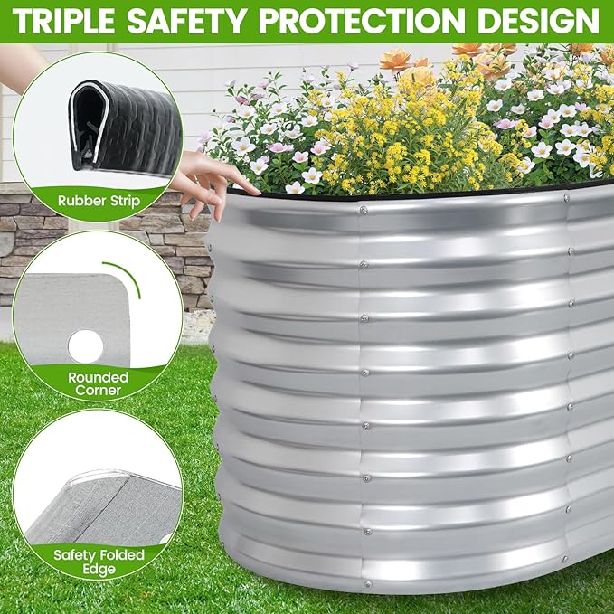 Galvanized Raised Garden Bed Outdoor 24'' Deep | Oval Metal Garden Beds - Image 5