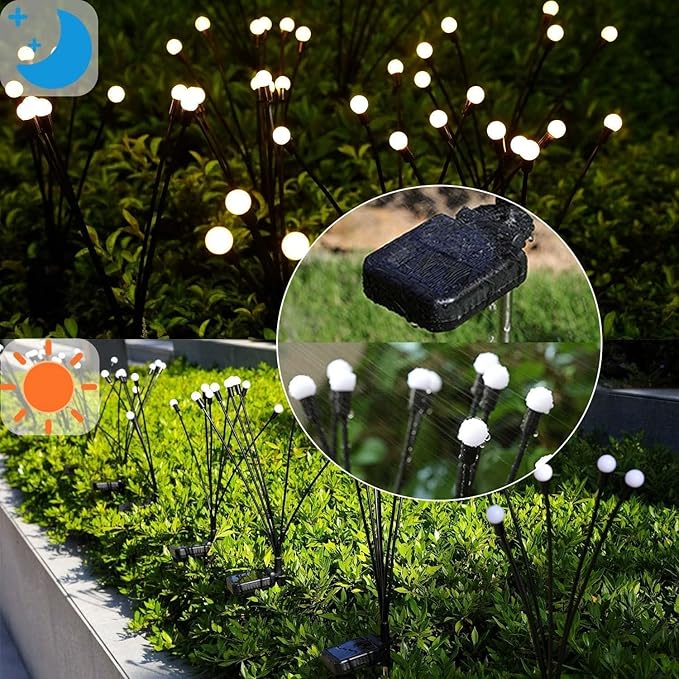 Solar Garden Lights Outdoor, 10 Pack 60 LED Solar Firefly Lights, Swaying - Image 5