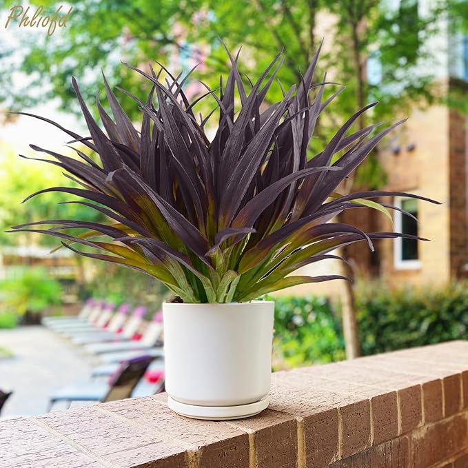 32 Pcs Artificial Grass Fake Grass Plants 17.3in Outdoor Plants UV Resistant - Image 3