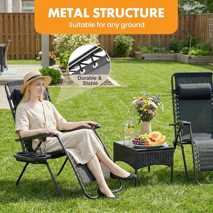 NEWBULIG Zero Gravity Chair Set of 2, Lounge Chair Folding Portable Adjustable - Image 6