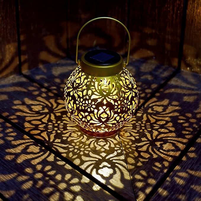 2 Pack Outdoor Solar Hanging Lantern Lights Metal LED Decorative Lamp - Image 8