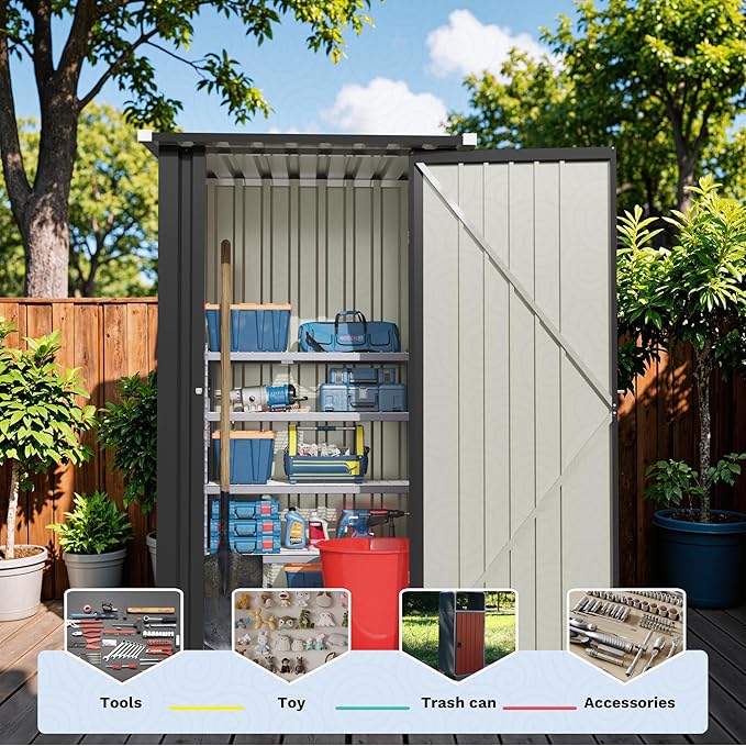 Devoko 3x3 FT Outdoor Storage Shed, Small Garden Tool Shed - Image 6