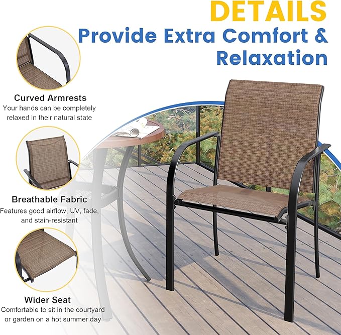 VICLLAX Patio Dining Set for 4, Outdoor Furniture Set Includes 1 Square Patio - Image 2