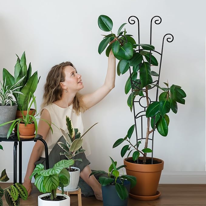 32.6in Plant Trellis for Climbing Plants Indoor, Expandable Large Metal Trellis - Image 4