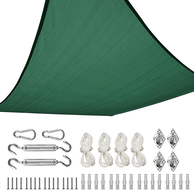 Quictent 185GSM Heavy Duty Square Sun Shade Sail Green Canopy 98% UV Block by QUICTENT