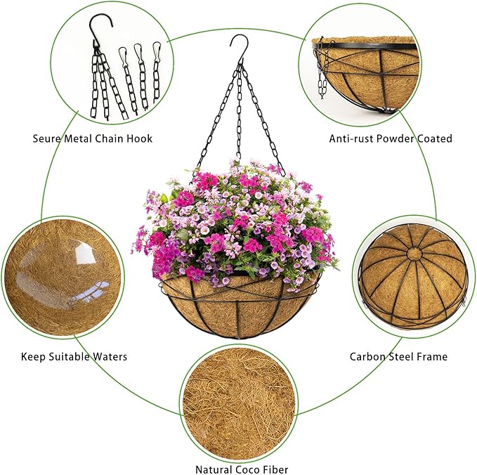 4 Pack 18 Inch Hanging Planters - Image 3