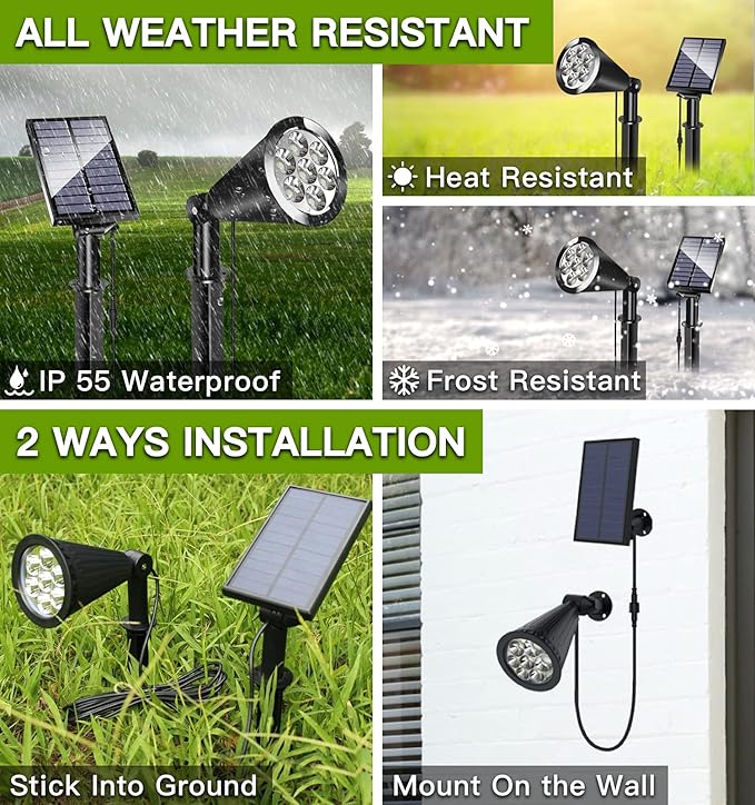 MEIHONG Solar Spot Light Outdoor, Waterproof LED Landscape Lights Dusk to Dawn - Image 6