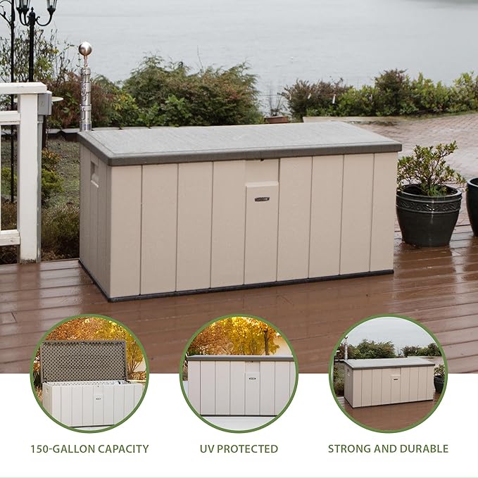 LIFETIME 60254 Heavy-Duty Outdoor Storage Deck Box, 150 Gallon, Desert - Image 3