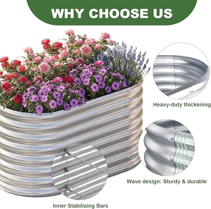 AHEONLAR 3 Pack 4×2×1.5ft Galvanized Raised Garden Beds Outdoor, Sturdy Planter - Image 5