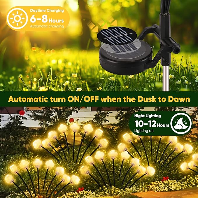 Solar Lights Outdoor 4 Pack 32 LED Solar Cloud Swaying Lights Garden Waterproof - Image 6