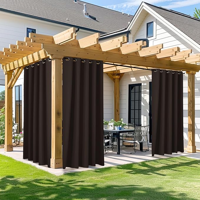 NICETOWN Waterproof Outdoor Curtain, 1 Piece, W66 x L84 inch, Toffee Brown by NICETOWN