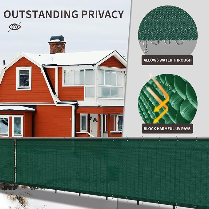 LOVE STORY Custom Size 3'x26' Dark Green Balcony Privacy Screen, UV Block - Image 4