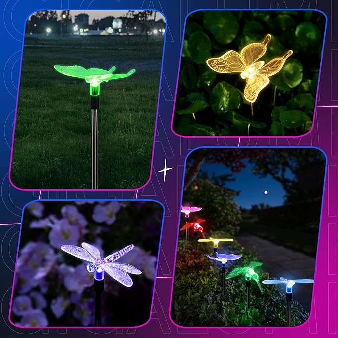 GIGALUMI Solar Garden Lights, 3 Pack Solar Butterfly Lights Decoration - Image 6