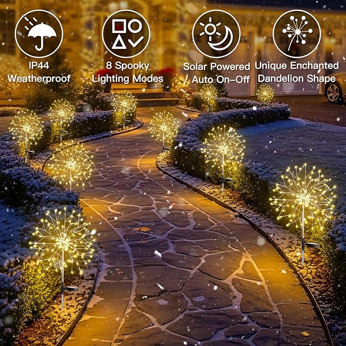 suddus Solar Garden Lights Outdoor Waterproof Decorative, Upgrade 2Pack 150LED - Image 2
