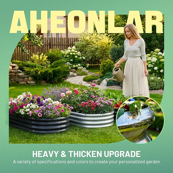 AHEONLAR 3 Pack 6×3×1ft Galvanized Raised Garden Beds, Oval Metal Garden Bed - Image 5