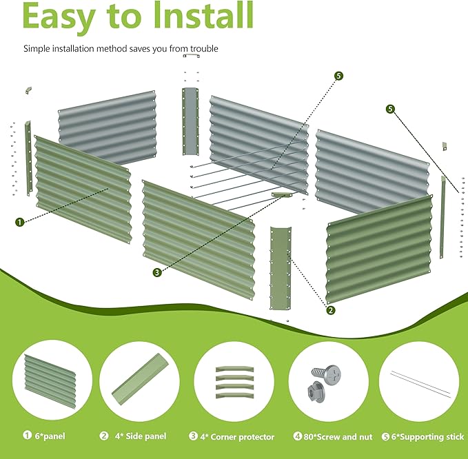 8x2x2FT Galvanized Raised Garden Bed, Galvanized Planter Boxes Outdoor - Image 3