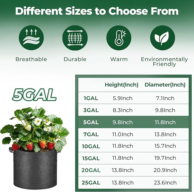 T4U 5 Gallon Grow Bags, Upgrade Grow Bags - Image 2