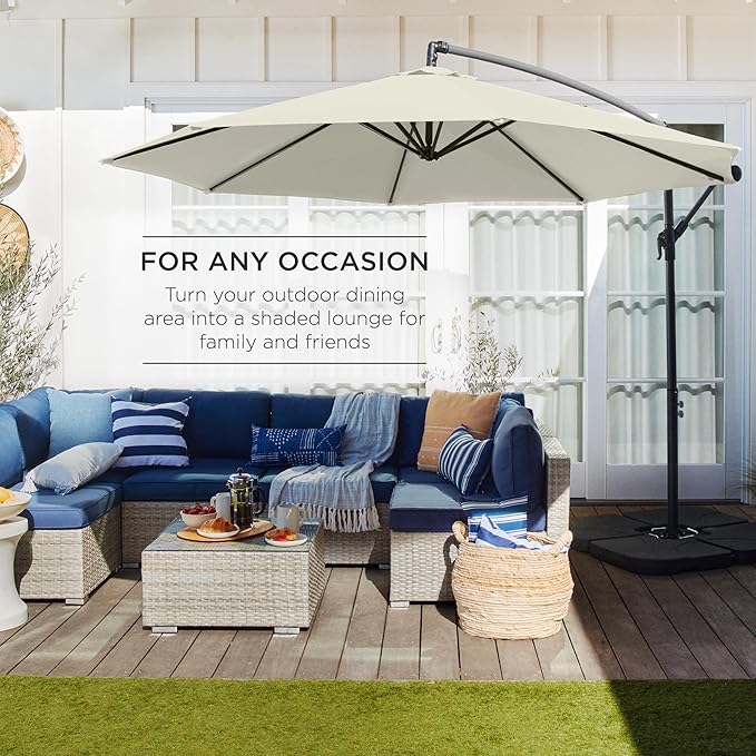 Best Choice Products 10ft Offset Hanging Market Patio Umbrella w/Easy Tilt - Image 3