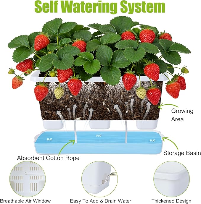 Window Box Planter 6 Packs, 13.8 Inches Rectangle Flower Pots - Image 4