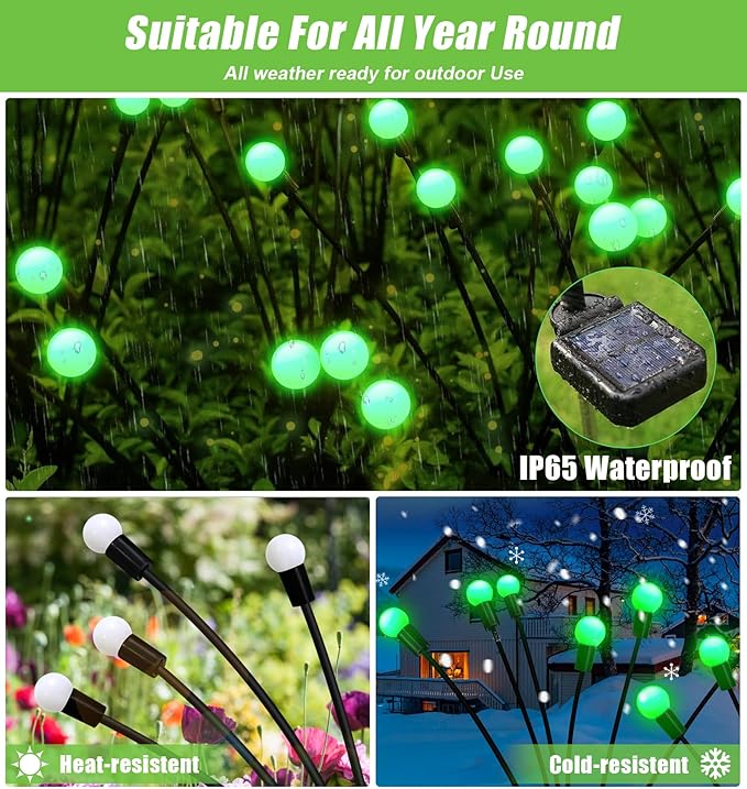 Solar Garden Lights Outdoor, 4 Pack 24LED Waterproof Solar Powered Lights - Image 3