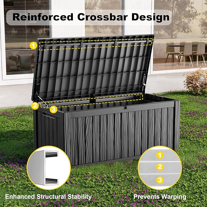 ROJIK 150 Gallon Outdoor Storage Box Waterproof - Image 4